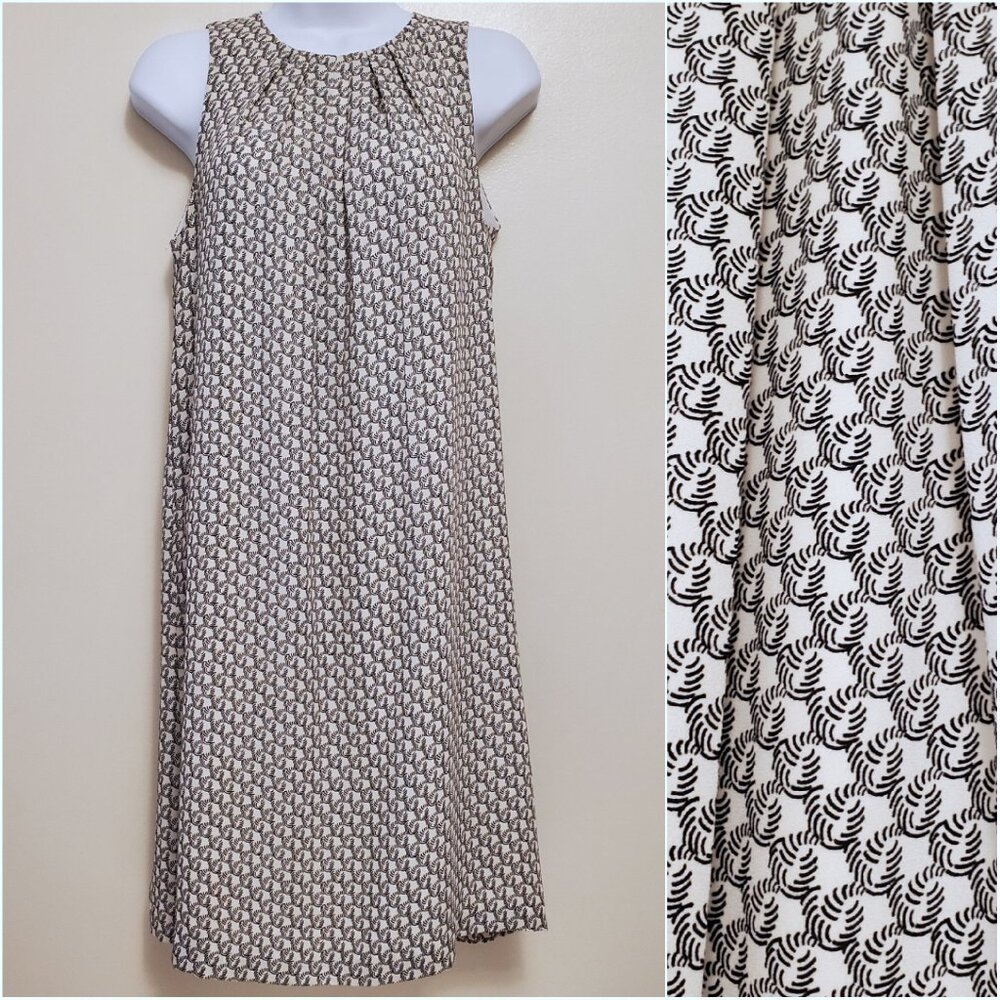 H&M Women’s White Black Pattern Crepe Weave Sleeveless Dress - (4)